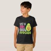 アボカドのヘルシーな食べ物を愛しおもしろいている女の子F Tシャツ (正面フル)