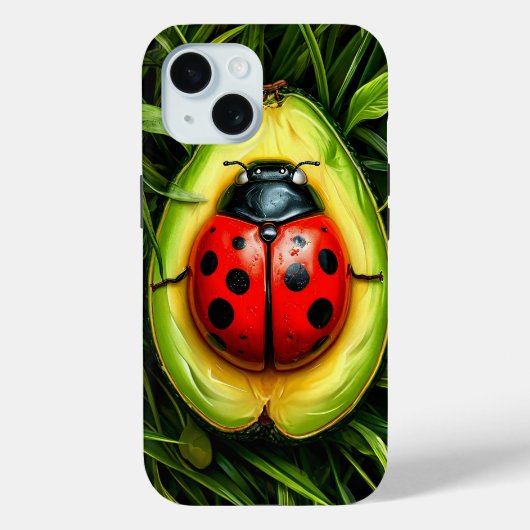アボカドの中のてんとう虫の食品と動物の美学デザイン Case-Mate iPhoneケース (裏面)