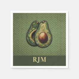 アボカドの恋人フェイク刺繍 スタンダードカクテルナプキン