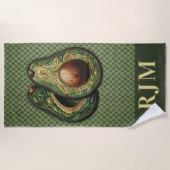 アボカドの恋人フェイク刺繍 ビーチタオル (正面)