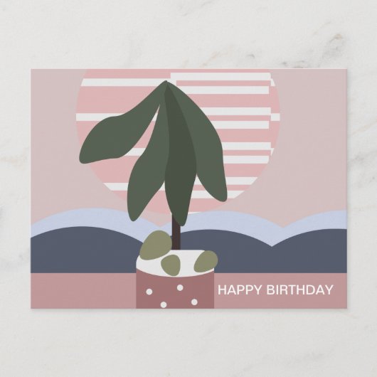 アボカドの木の優しい色の誕生日 ポストカード (正面)