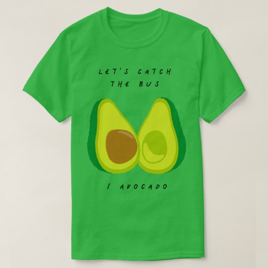 アボカドの果物と野菜Pのバスをキャッチしよう Tシャツ (デザイン正面)