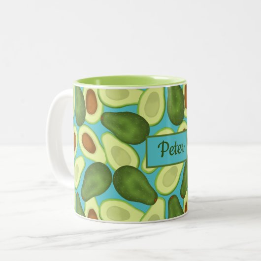 アボカドの柄に名前を付けてください ツートーンマグカップ (正面左)