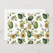 アボカドの水彩植物模様 シーズンポストカード (正面/裏面)