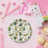 アボカドの水彩植物模様 ペーパープレート (パーティー)