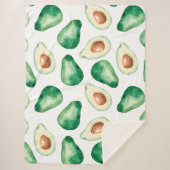 アボカドの水彩模様 シェルパブランケット (正面)
