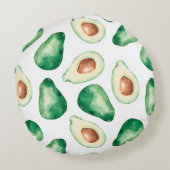 アボカドの水彩模様 ラウンドクッション (裏面)