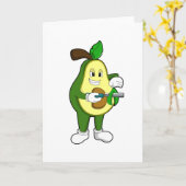 アボカドの美容師がかみそりを持って カード (黄色い花)