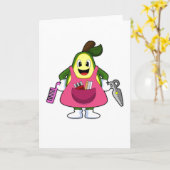 アボカドの美容師 はさみとくし カード (黄色い花)