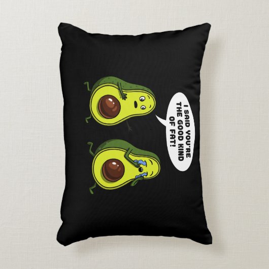アボカドの良い種類の脂肪のおもしろいビーガン冗談 アクセントクッション (正面(垂直))