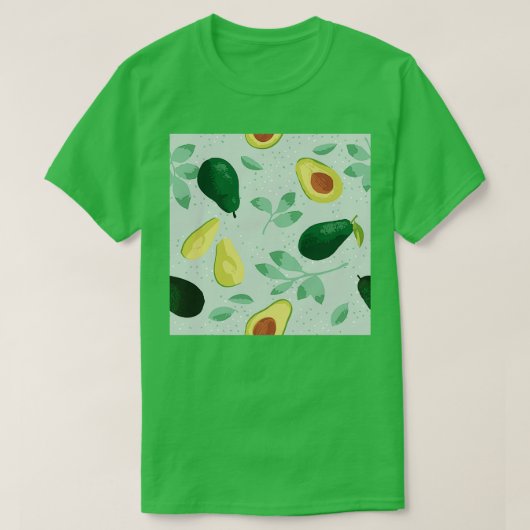 アボカドの花とリアを持つベクターサマーパターン Tシャツ (デザイン正面)