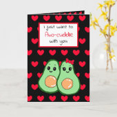 アボカドの食品パンプーン、かわいいハッピー バレンタイン カード (黄色い花)