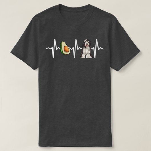 アボカドひげコリーハートビートドッグ恋人 Tシャツ (デザイン正面)