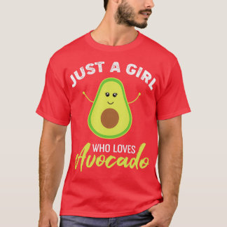 アボカドを愛する女の子だけの可愛いアボカド Tシャツ