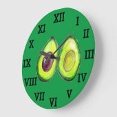 アボカドキッチン野菜健康水色食品 ラージ壁時計 (傾斜)