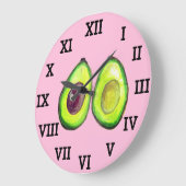 アボカドキッチン野菜健康水色食品 ラージ壁時計 (傾斜)