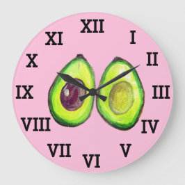 アボカドキッチン野菜健康水色食品 ラージ壁時計