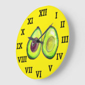 アボカドキッチン野菜健康水色食品 ラージ壁時計 (傾斜)