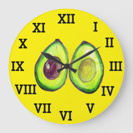 アボカドキッチン野菜健康水色食品 ラージ壁時計