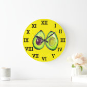 アボカドキッチン野菜健康水色食品 ラージ壁時計 (ホーム)