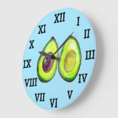 アボカドキッチン野菜健康水色食品 ラージ壁時計 (傾斜)