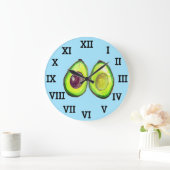 アボカドキッチン野菜健康水色食品 ラージ壁時計 (ホーム)