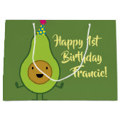 アボカドキュートグアカモール1st誕生日抱き枕 ラージペーパーバッグ (正面)