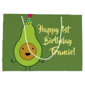 アボカドキュートグアカモール1st誕生日抱き枕 ラージペーパーバッグ (裏面)