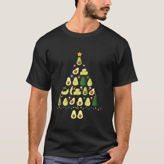 アボカドクリスマスツリーおもしろい醜いクリスマス汗 Tシャツ (正面)