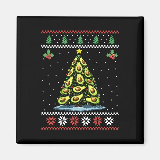 アボカドクリスマスツリー醜いクリスマスセータークリスマス マグネット (正面)