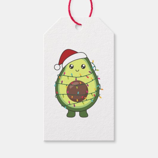 アボカドクリスマスライトアボカドおもしろいス ギフトタグ (正面)
