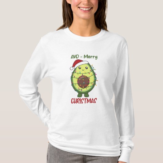 アボカドクリスマスライトアボカドおもしろいス Tシャツ (正面)