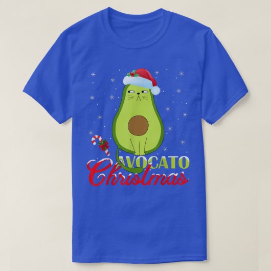 アボカドクリスマスライトサンタ・アボカド猫キリスト Tシャツ (デザイン正面)
