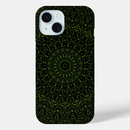 アボカドグリーンの曼荼羅と幾何学的な対称 Case-Mate iPhoneケース (裏面)