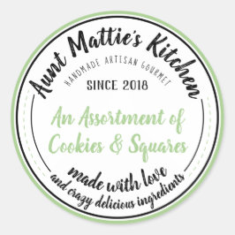 アボカドグリーンヴィンテージ手作りグルメ食品ラベル ラウンドシール