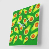 アボカドグリーン健康フルーツグルメ スクエア壁時計 (傾斜)