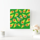 アボカドグリーン健康フルーツグルメ スクエア壁時計 (ホーム)