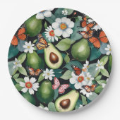 アボカドスと蝶グリーンフローラ ペーパープレート (正面)