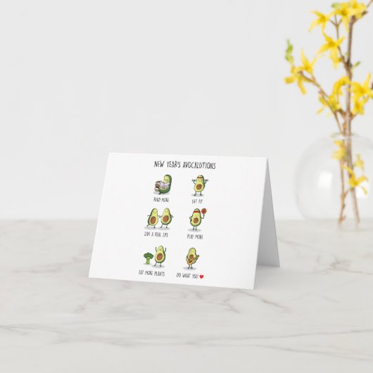 アボカドスポーツフィットネスビーガン重量損失おもしろい カード (黄色い花)