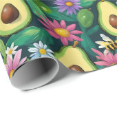 アボカドスミツバチと花 ラッピングペーパー (ロールコーナー)