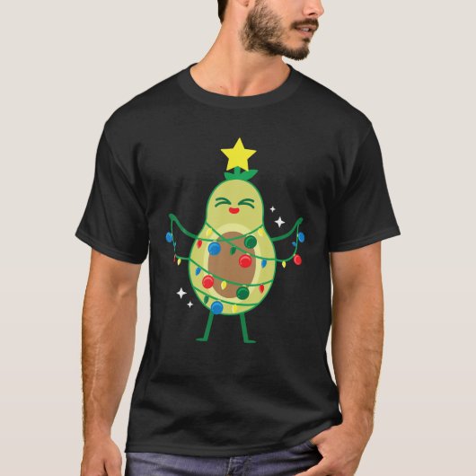アボカドツリーおもしろいビーガンカッコいいベジタリアンクリスマス Tシャツ (正面)