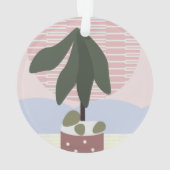 アボカドツリー赤面ミュート幾何学ピンクグリーン オーナメント (裏面)