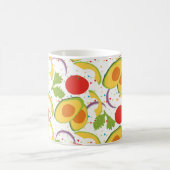 アボカドトマトサラダ緑のパターン コーヒーマグカップ (中央)