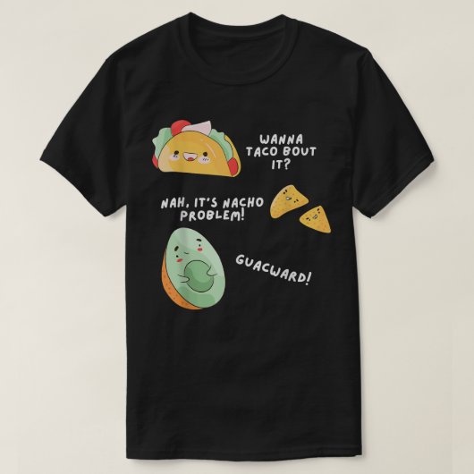 アボカドナチョ・タコ問題プンメカンのフードラバー Tシャツ (デザイン正面)