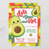 アボカドバースデーパーティーキッズグリーンレッド誕生日 招待状 (正面/裏面)