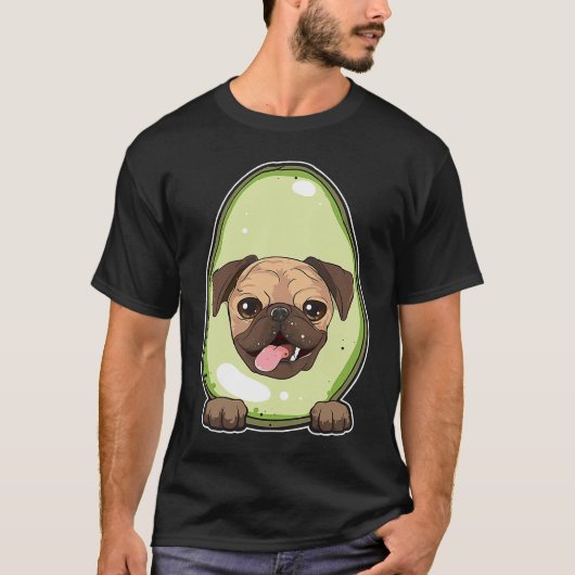 アボカドパグ かわいい Tシャツ (正面)