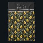 アボカドパターンキッパーソナライズされたチン キッチンタオル<br><div class="desc">繰り返しパターンアボカド名前をカスタムするオプション。エプロンに自分の名前を付ユニークける。</div>