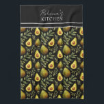 アボカドパターンキッパーソナライズされたチン キッチンタオル<br><div class="desc">繰り返しパターンアボカド名前をカスタムするオプション。エプロンに自分の名前を付ユニークける。</div>