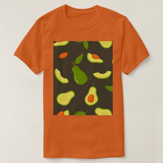 アボカドパターンダークグリーン Tシャツ (デザイン正面)