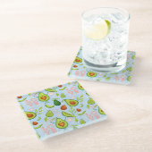 アボカドパターン ガラスコースター (アングル)